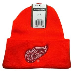 New Carhartt NHL Detroit Red Wings Orange Knit Cuffed Beanie Hat One Size